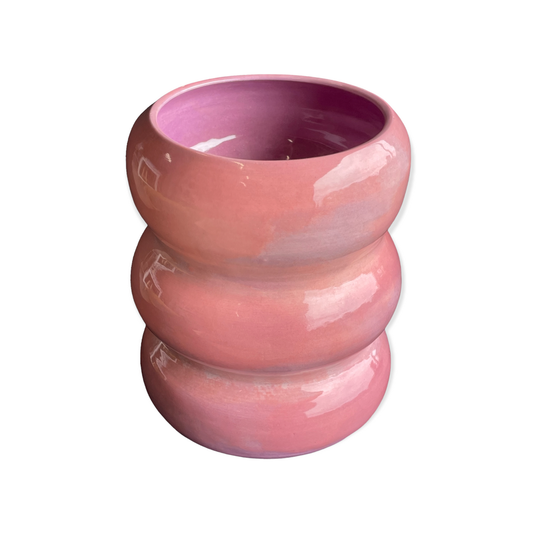 XL Pink Wavy Vase